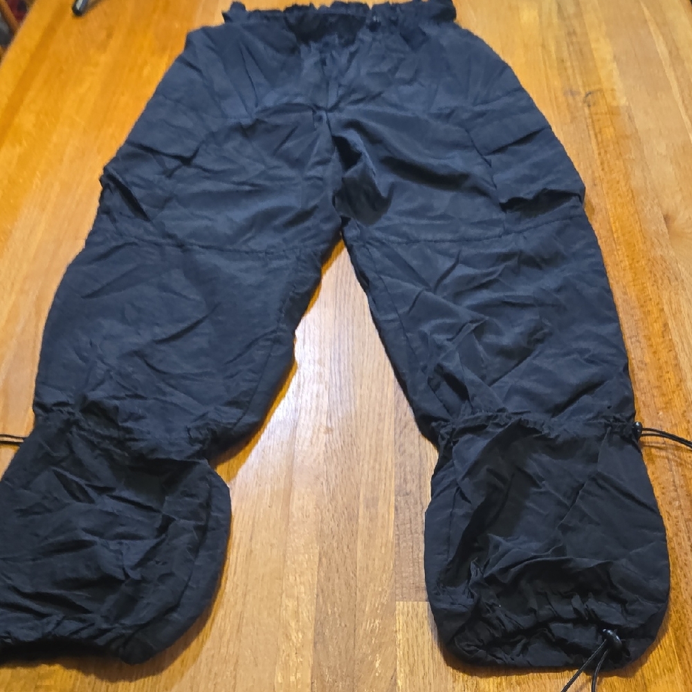 Rue 21 Women XS Black Nylon Drawstring Wind Breaker Track Activewear Pants